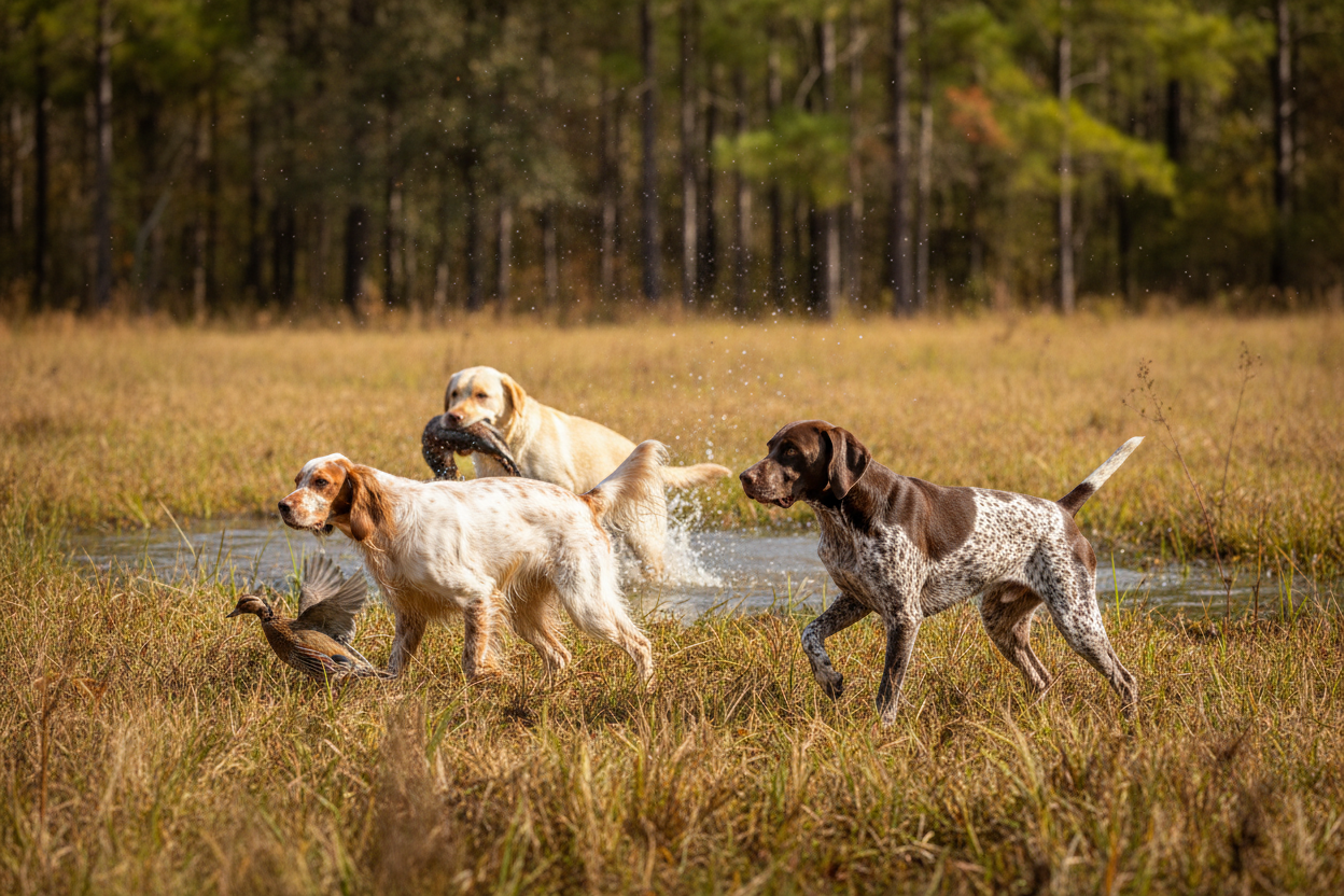 Chiens de travail et d'utilité | Chiens de chasse : blessures, prévention et saison de repos